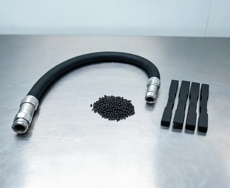 Hydraulic hose and polymer pellets